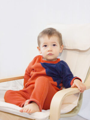 sweat bébé pull enfant bi matière coton bio made in france kapoune couleur brique marine