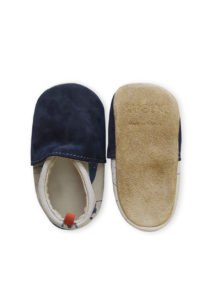 chaussons bébé cuir souples semelles amovibles bleu marine made in france