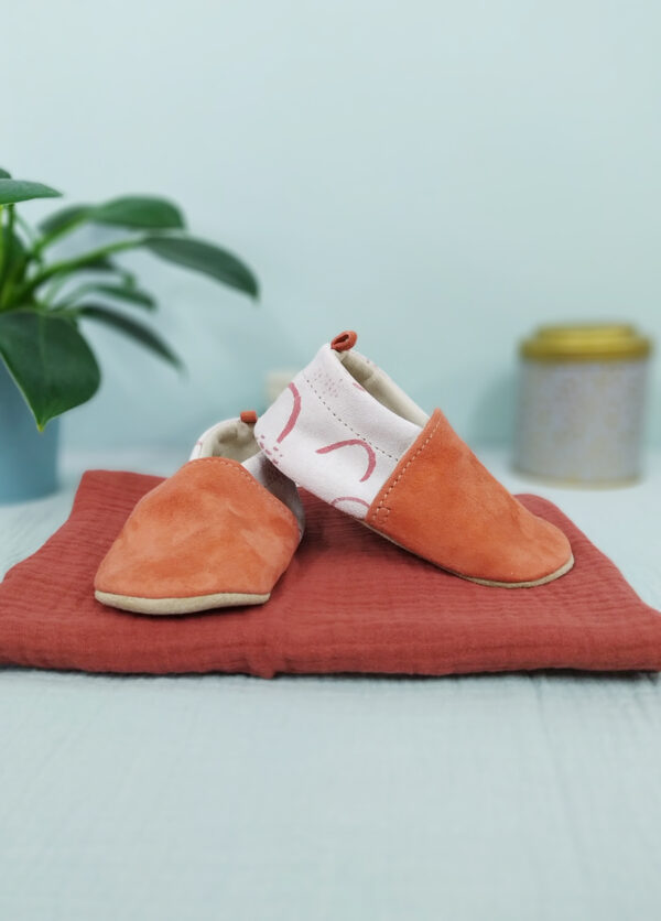 chaussons bébé cuir souple imprimé made in france