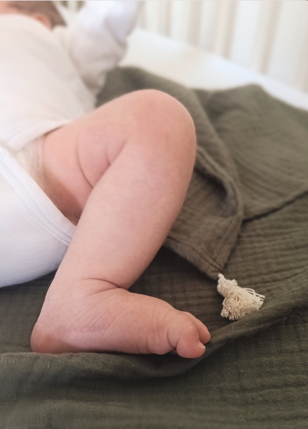 ▷ Maxi lange bébé en coton bio kaki Made in France