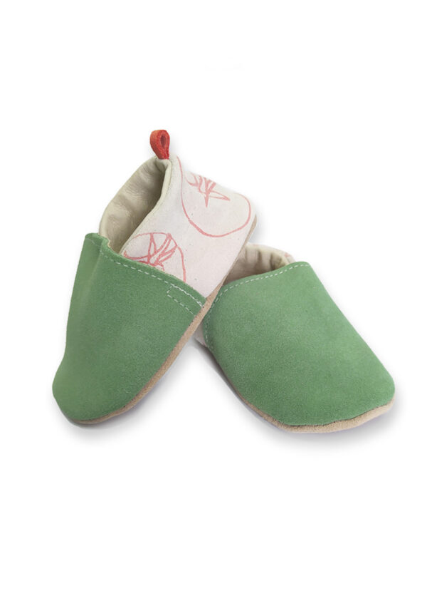 chaussons bebe cuir souple made in france vert