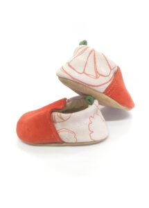 chaussons bebe cuir souple made in france corail