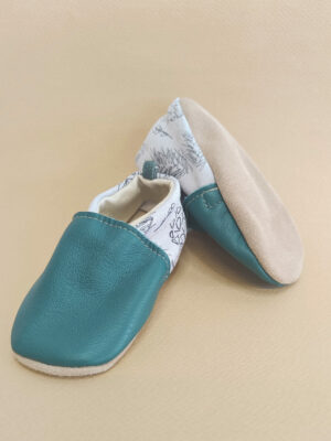 chaussons bébé cuir souples made in france premiers pas mixte vert