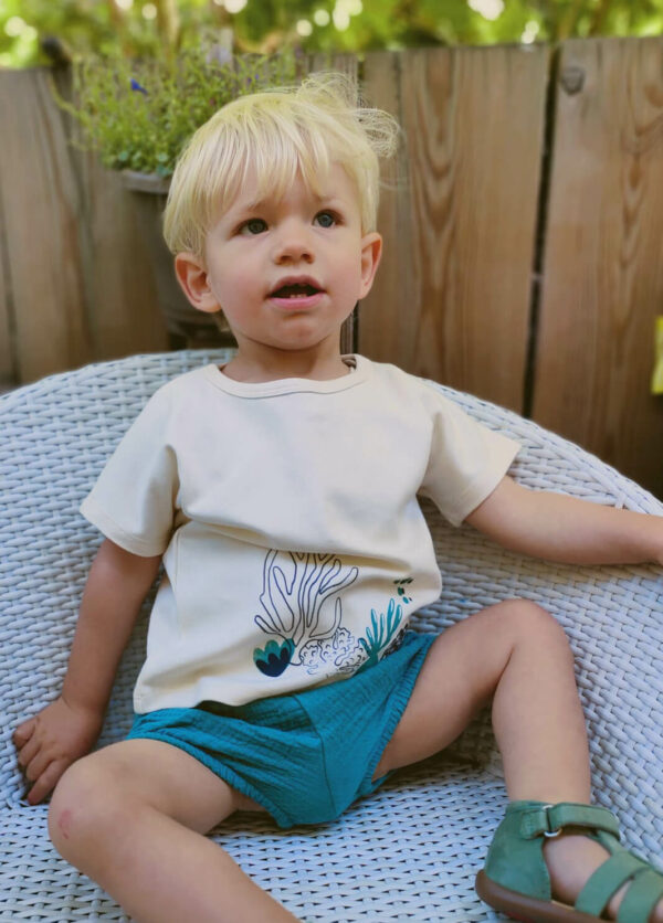 tee-shirt bébé enfant coton bio imprimé bleu mixte made in france