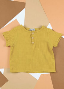 blouse bebe seconde main coton bio unisexe ocre made in france
