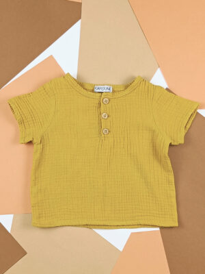 blouse bebe seconde main coton bio unisexe ocre made in france