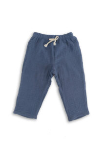 pantalon bebe et enfant confortableen double gaze bleu jean