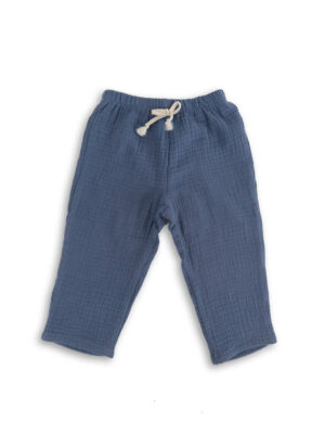 pantalon bebe et enfant confortableen double gaze bleu jean