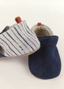 chaussons bébé cuir souple premiers pas kapoune marine