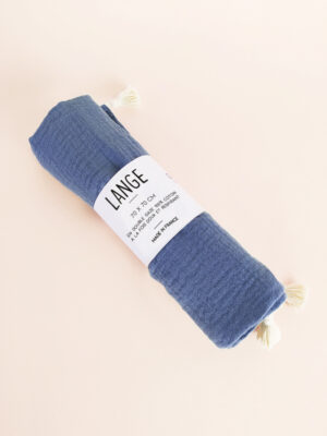 Lange bébé coton bio Bleu Jean 70x70 cm