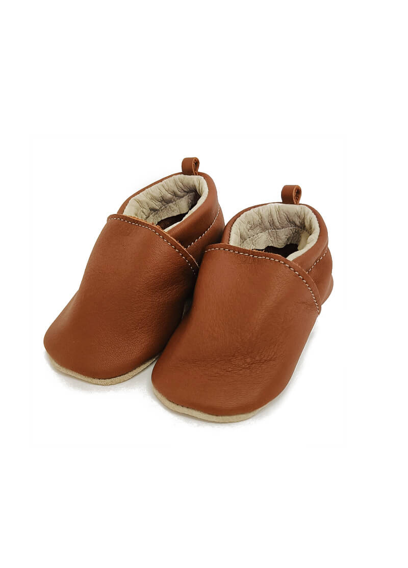 chaussons en cuir souple pour bebe marron originaux