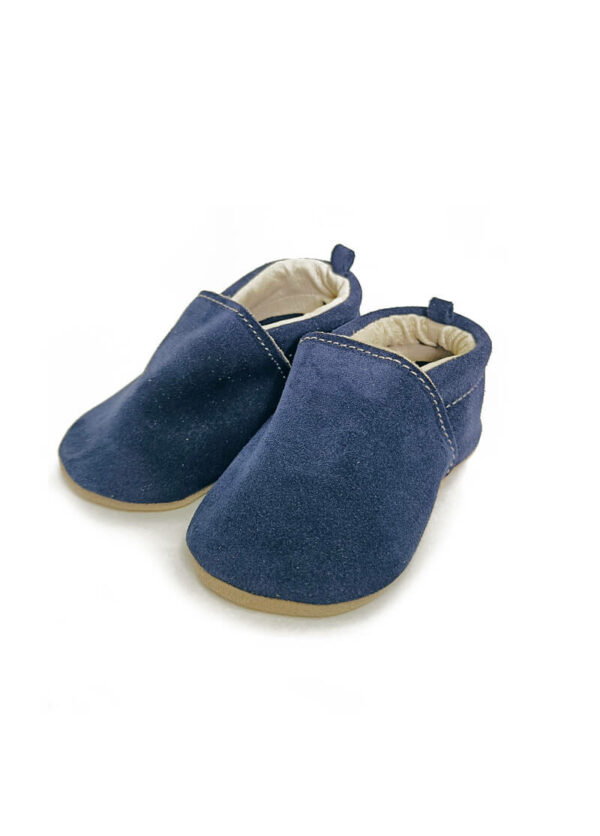 chaussons en cuir souple pour bebe marine