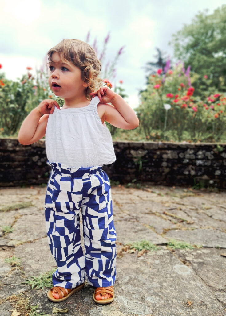 Pantalon pour bebe et enfant bleu coton bio Made in France