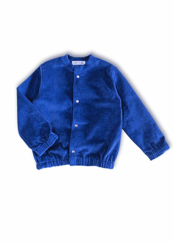 gilet veste enfant velours bleu coton bio made in france