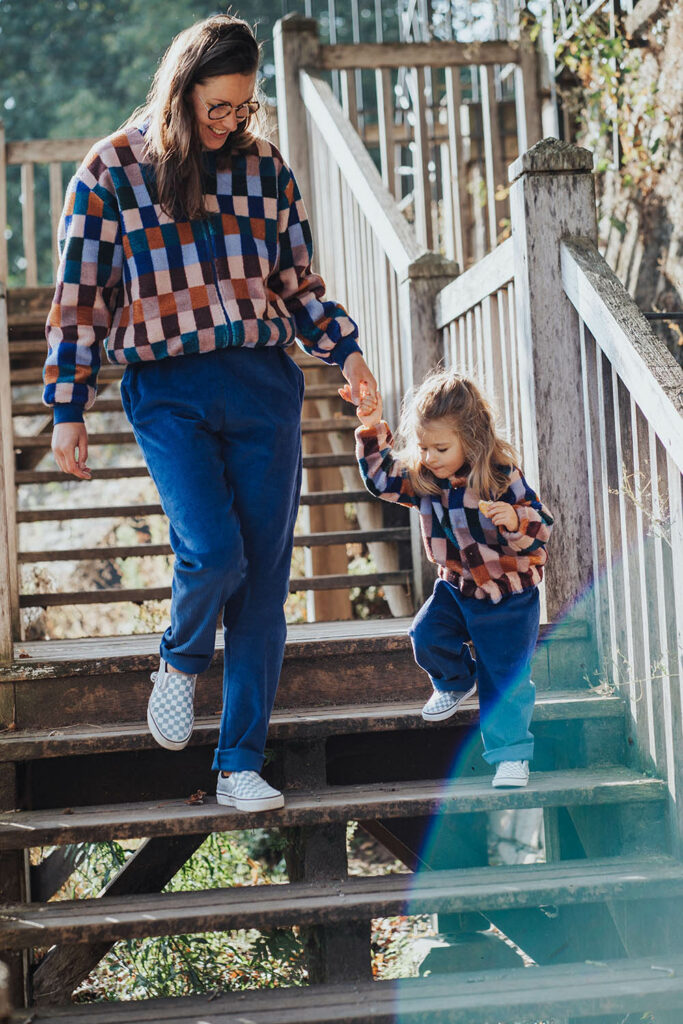 veste femme enfant colorblock matchy matchy coton bio réversible made in france