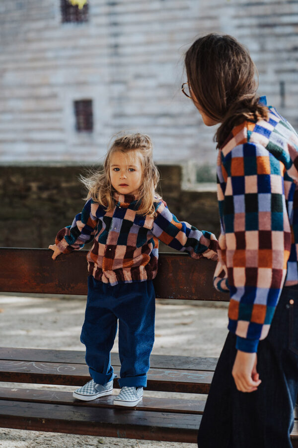 veste femme enfant teddy carreaux coton bio made in france réversible