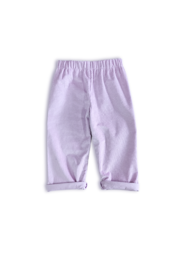 pantalon enfant bébé velours coton lilas