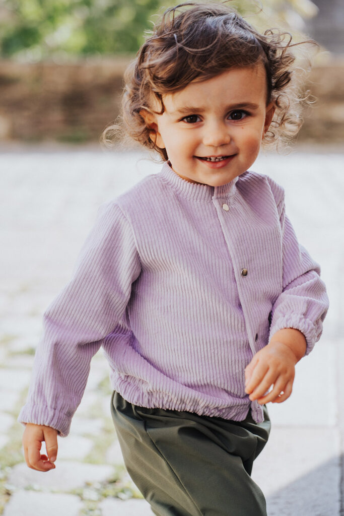 gilet enfant bebe velours coton bio made in france lilas