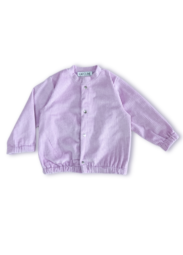 gilet veste enfant bébé coton bio velours lilas made in france kapoune