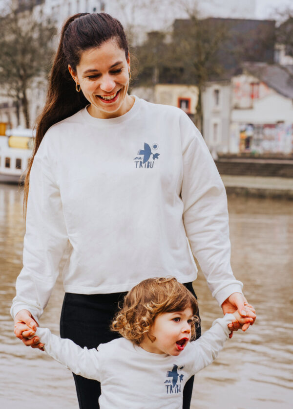 Duo sweat femme et enfant TRIBU écru