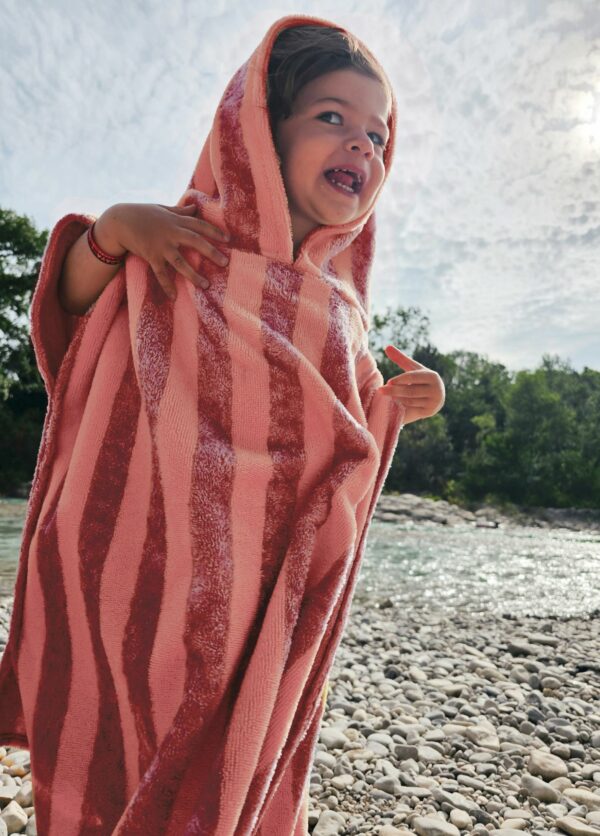 Poncho de bain en éponge bio pour bébé brique – Kapoune