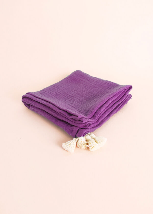Lange bébé coton bio 70x70cm mauve – Image 3