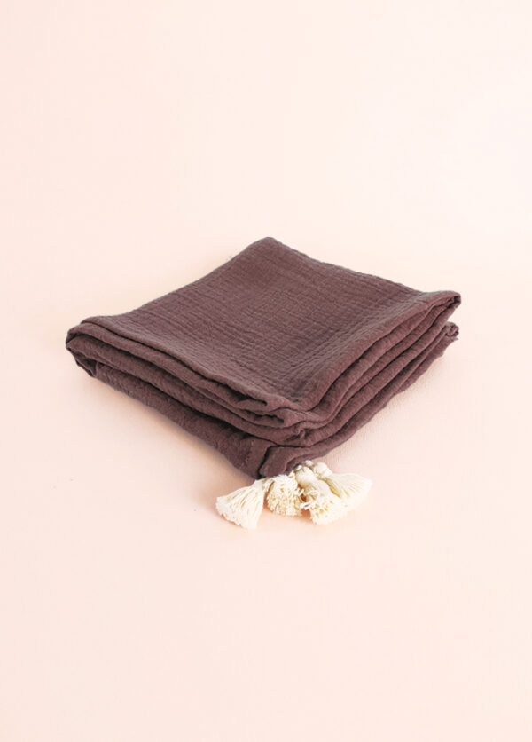 Lange bébé coton bio 70x70cm aubergine – Image 2