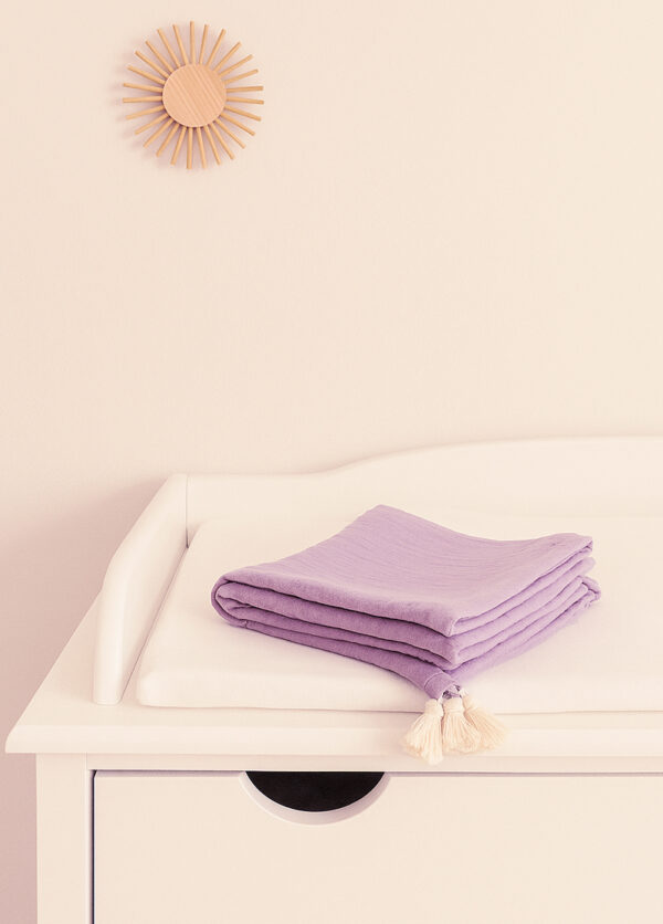 Lange bébé coton bio 70x70cm lilas – Image 2