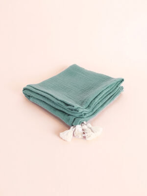 Lange bébé coton bio 70x70cm vieux vert