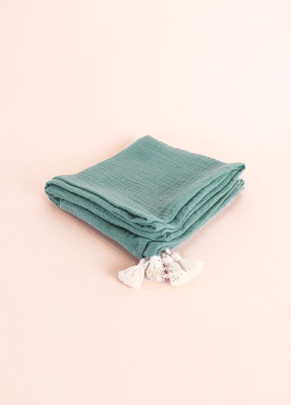Lange bébé coton bio 70x70cm vieux vert