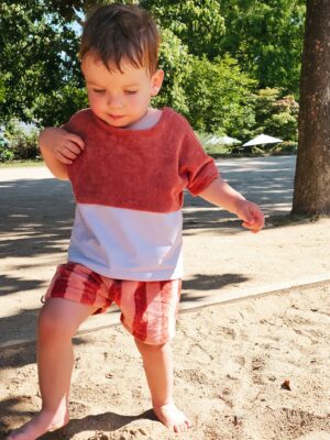 Short pour bébé et enfant éponge rayé brique