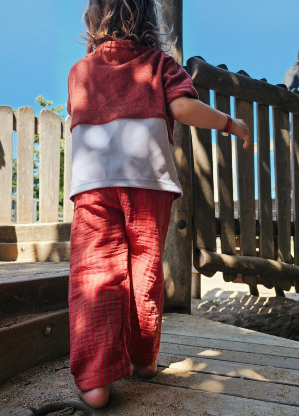 Pantalon pour bébé et enfant rayé coquelicot – Image 4