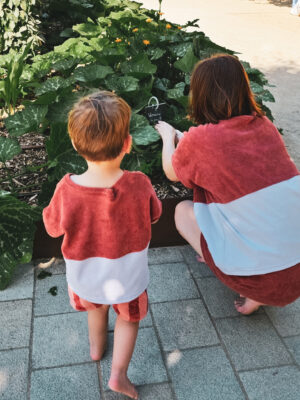 Duo T shirt femme et enfant bicolore brique & lilas