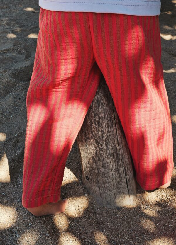 Pantalon pour bébé et enfant rayé coquelicot – Image 2