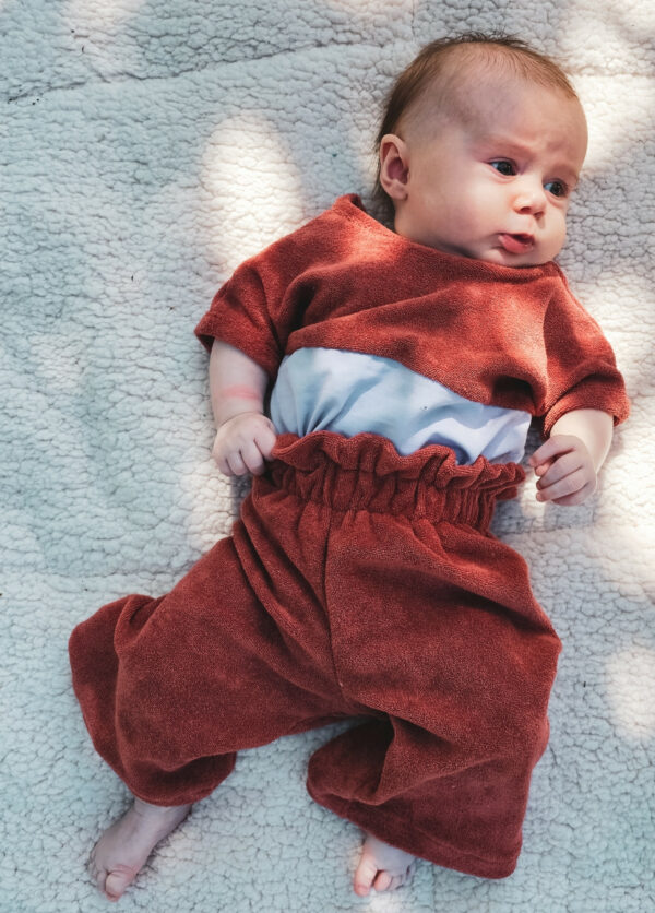 Pantalon bébé et enfant éponge brique – Image 2
