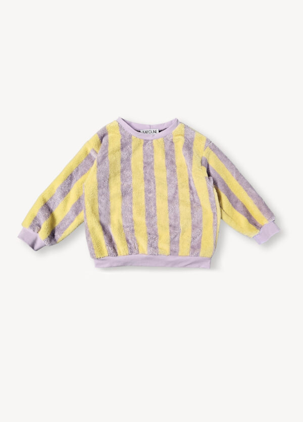 Sweat bébé et enfant éponge rayé lilas – Image 3