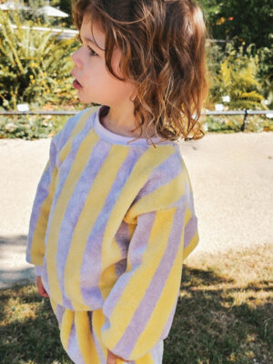 Sweat bébé et enfant éponge rayé lilas