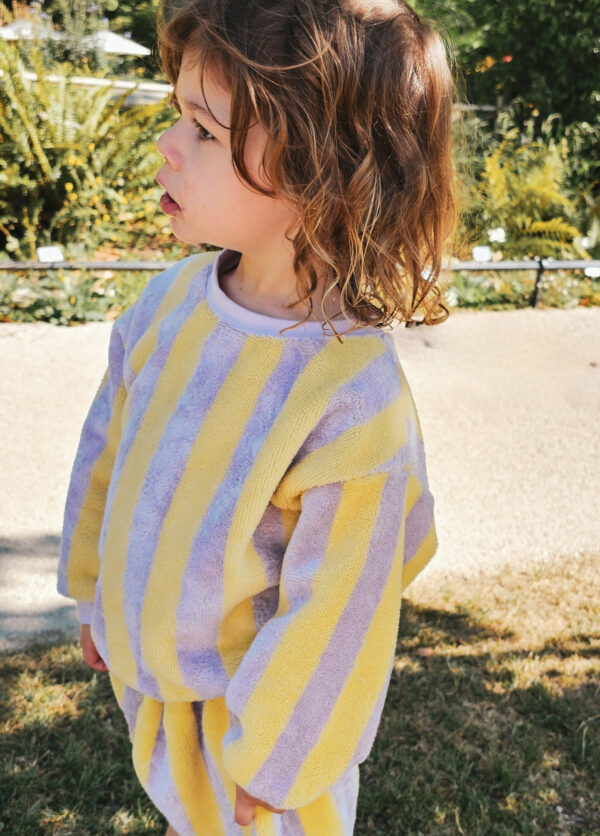 Sweat bébé et enfant éponge rayé lilas
