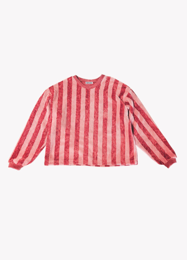 Sweat femme éponge rayé brique – Image 2