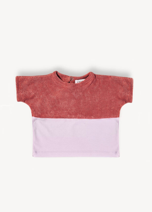 T shirt bébé et enfant bicolore brique & lilas – Image 2