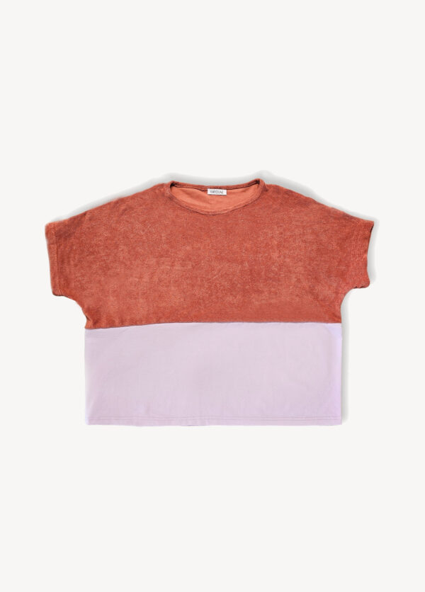 T shirt femme bicolore brique & lilas – Image 3