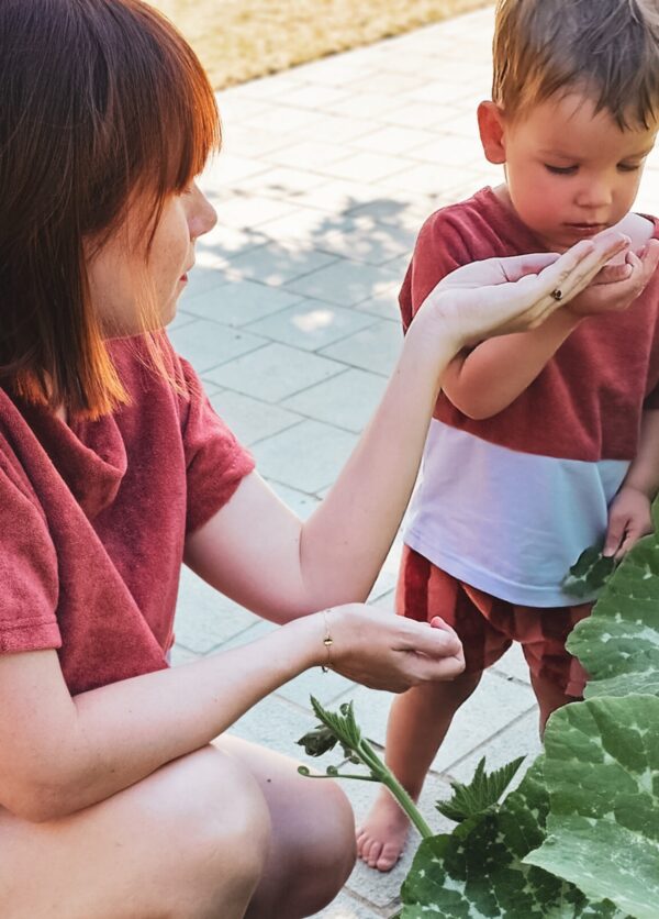 Duo T shirt femme et enfant bicolore brique & lilas – Image 2
