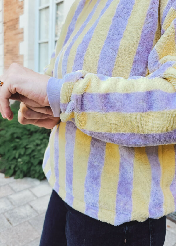 Sweat femme éponge rayé lilas – Image 2