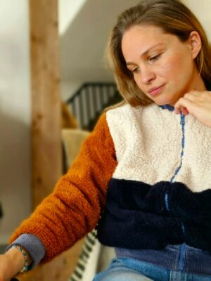 Veste femme moumoute velours réversible