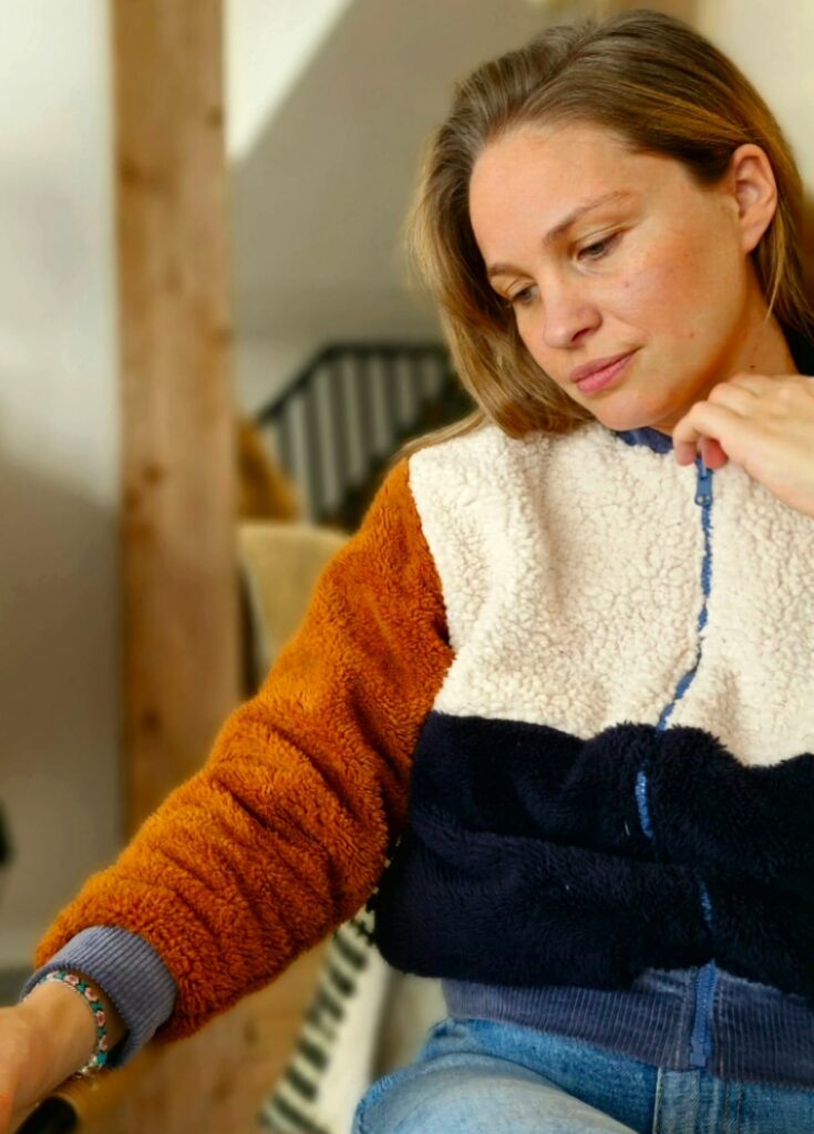 Veste femme moumoute velours réversible